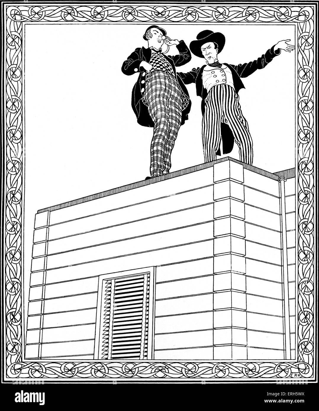 The Citizen and the Traveller by Robert Louis Stevenson, illustration by E. R. Herman (dates unknown). From  'Fables' by RL Stock Photo