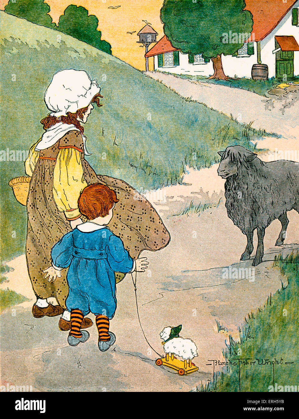 Baa Baa Black Sheep Illustration By Blanche Fisher Wright dates 