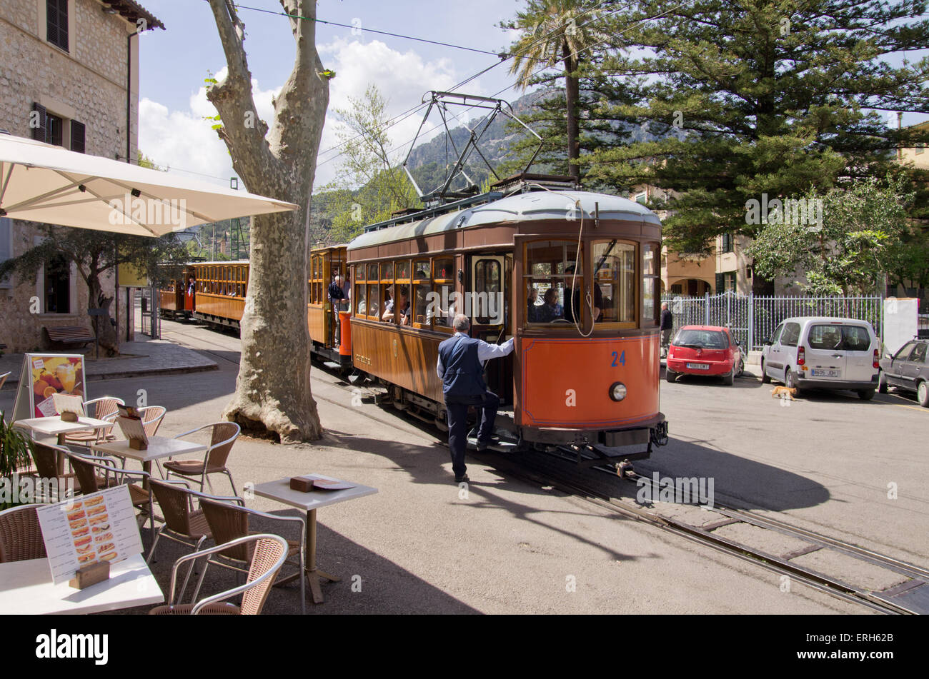 Soller tram station Majorca Stock Photo