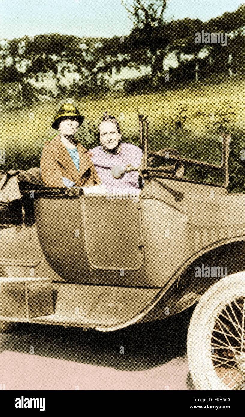 Gertrude Stein and Alice Toklas, touring the French countryside, c.1927.  American author and poet, 3  February 1874 – 27 July Stock Photo