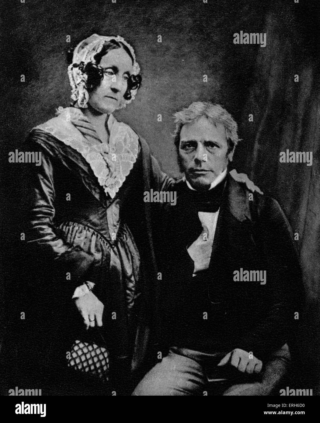 Michael Faraday with his wife from a daguerreotype English scientist Electricity. Stock Photo
