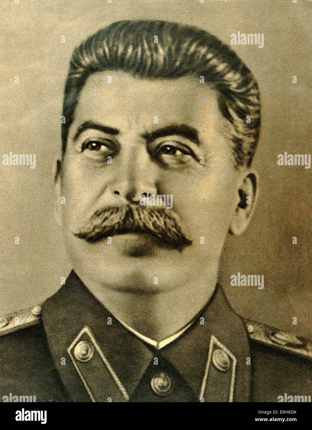 Joseph Stalin portrait. Soviet Russian ruler, leader, dictator.  1879 - 1953. Shostakovich & Prokofiev link. Russia. Stock Photo