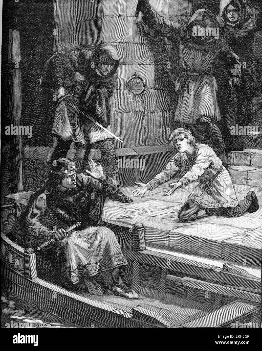Murder of Prince Arthur.  Arthur, grandson of Henry II was rival to the throne of his uncle King John.  After being captured by Stock Photo