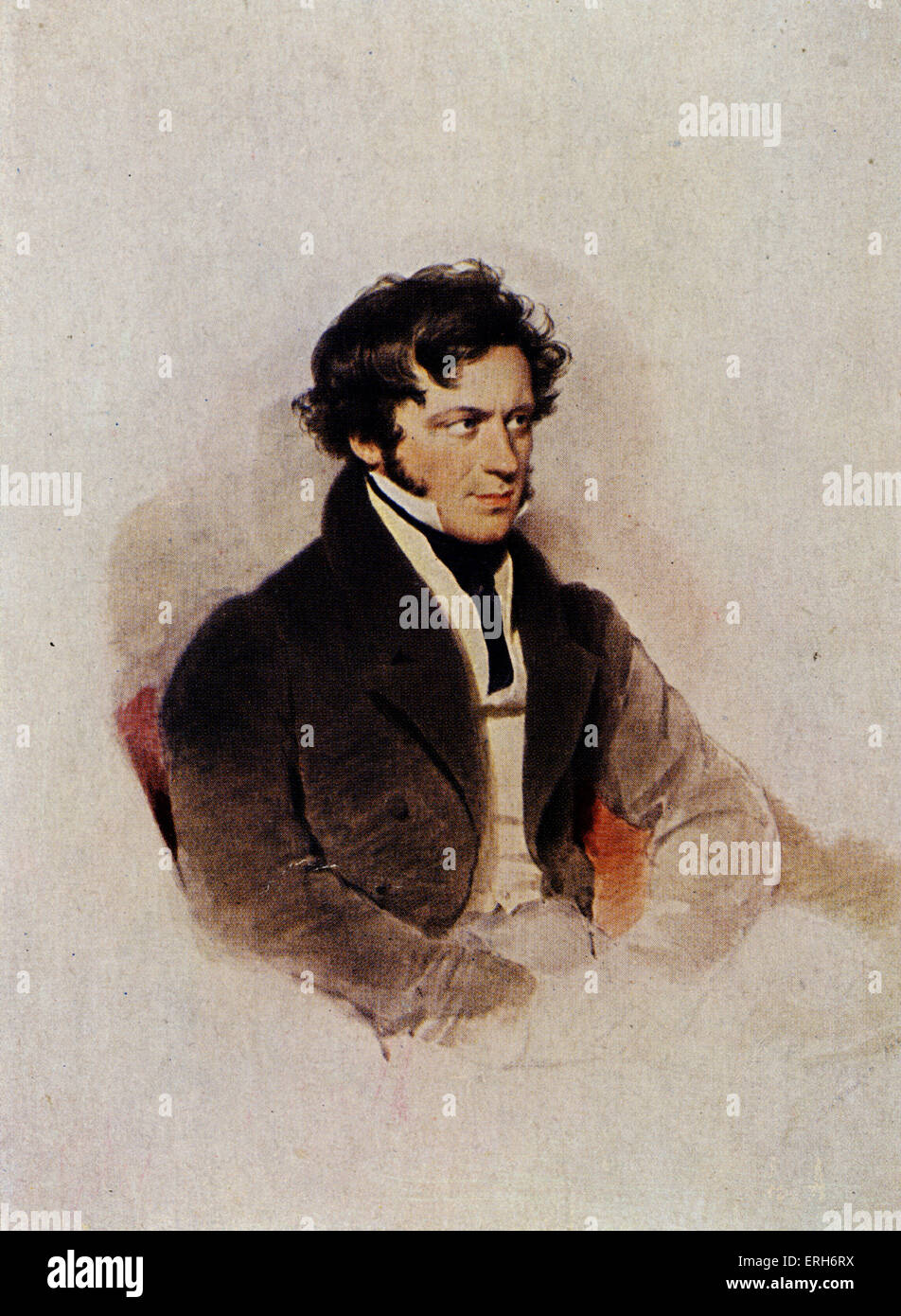 GRILLPARZER, Franz - by M M Dassinger, 1827. Austrian playwright, 1791-1872.  Friend of SCHUBERT. Stock Photo