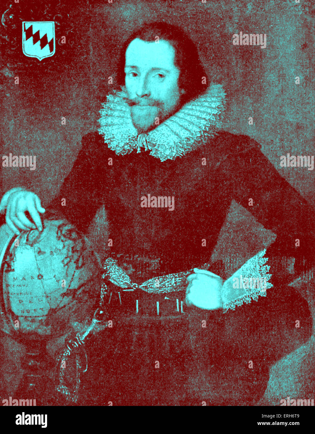 Walter Raleigh:  English writer, poet, courtier and explorer, c 1552 – 29 October 1618. From painting by Zuccherl. Stock Photo