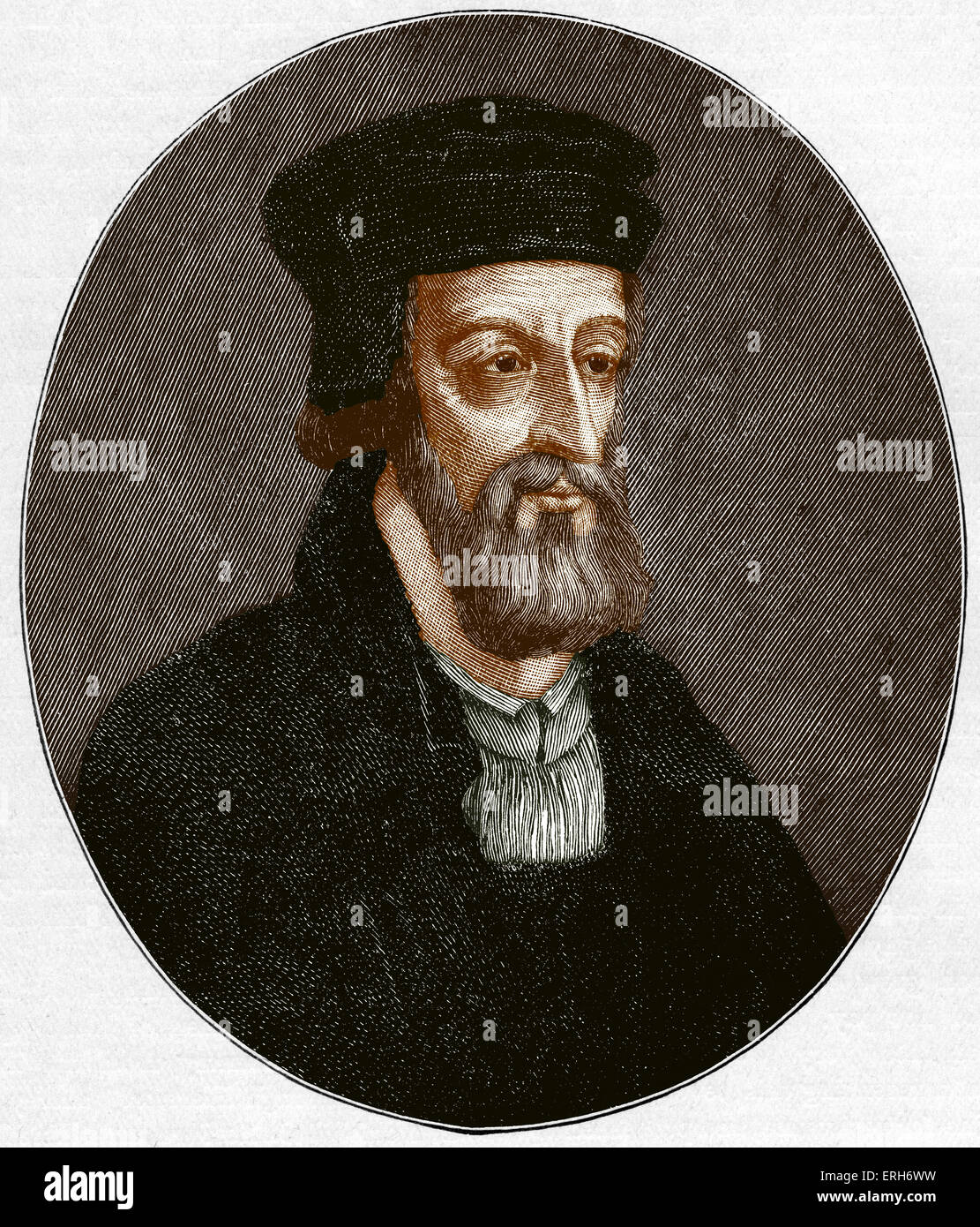 John Wycliffe portrait - English theologian - made  first English translation of Bible 1328 - 1384. Stock Photo