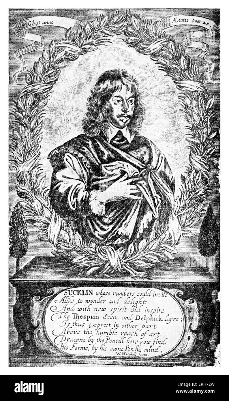 Sir John Suckling.  Titlepage to Suckling 's 'Fragmenta Aurea' 1646. English poet and aristocrat, 1609-1640. Stock Photo