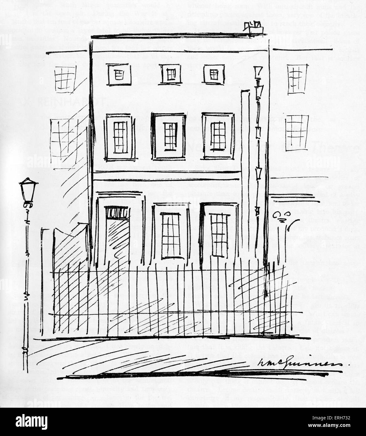 John Stuart Mill 's house at 18 Kensington Square , London, UK,(between 1837 - 1851). English philosopher and political Stock Photo