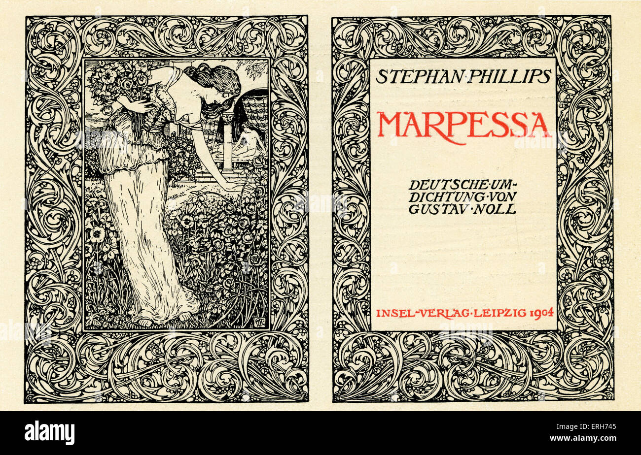 Marpessa by Stephan Phillips. Title page design by Walter Tiemann 1904. German translation  by Gustav Noll (Deutsche um Stock Photo