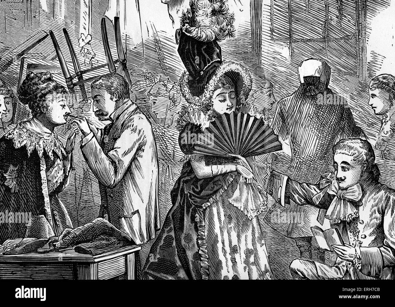 Backstage at a London theatre, 19th century. Stock Photo