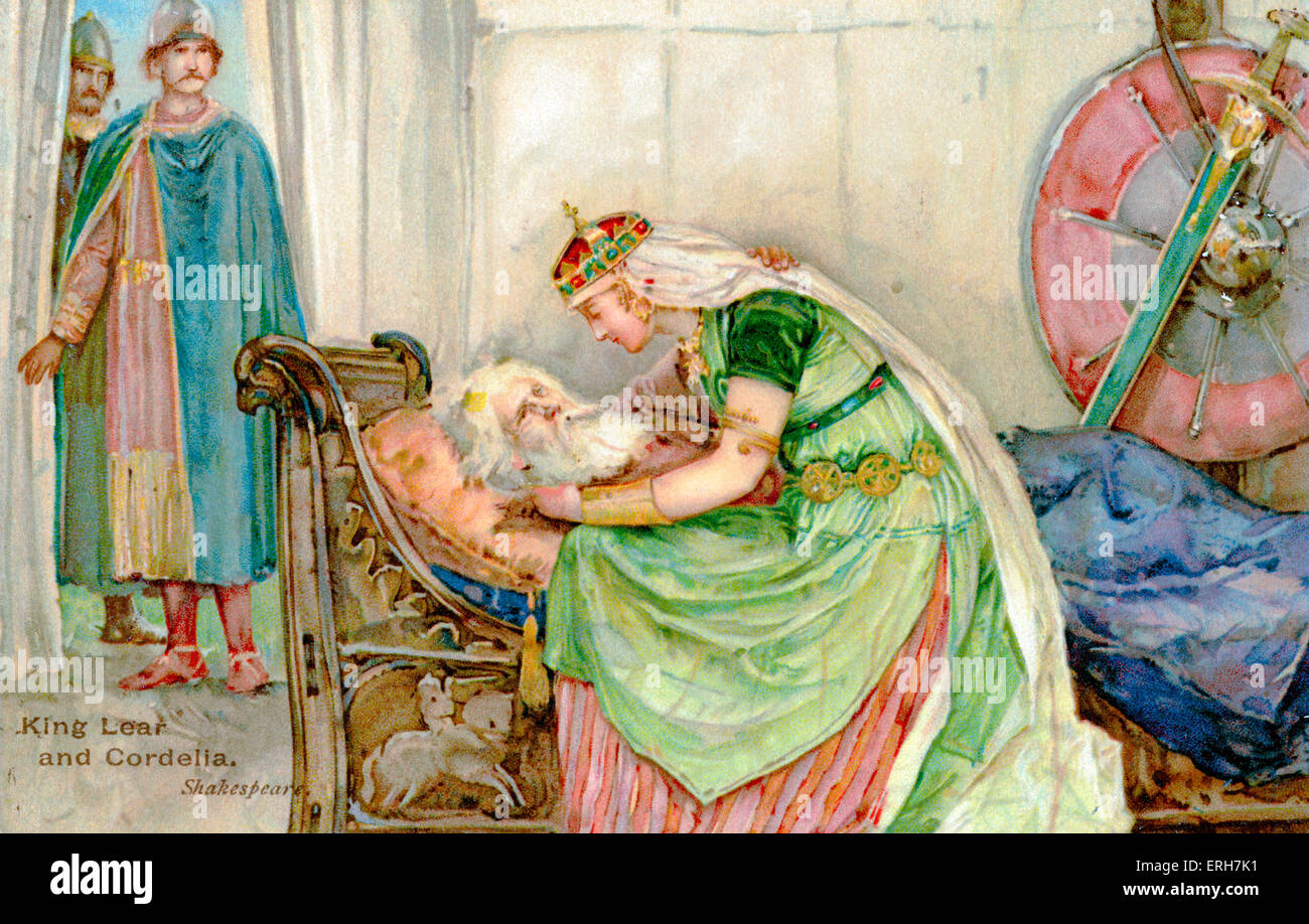 William Shakespeare - King Lear . King Lear dying with his daughter Cordelia. English Elizabethan playwright and poet 26 April 1564 - 23 April 1616. Stock Photo