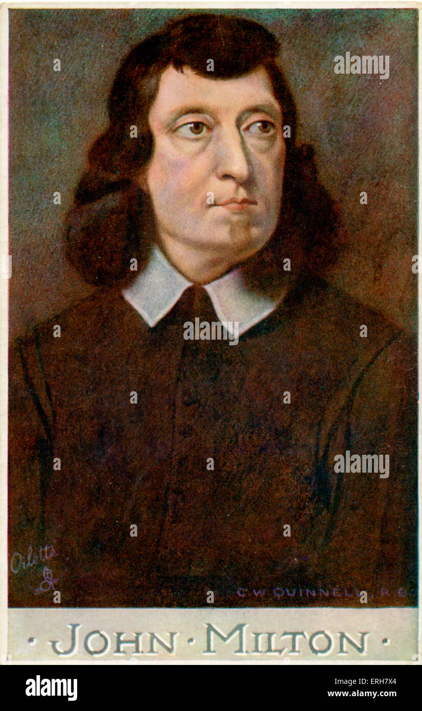John Milton portrait by C. W. Quinnell. Milton English poet, 9 December 1608 8 November