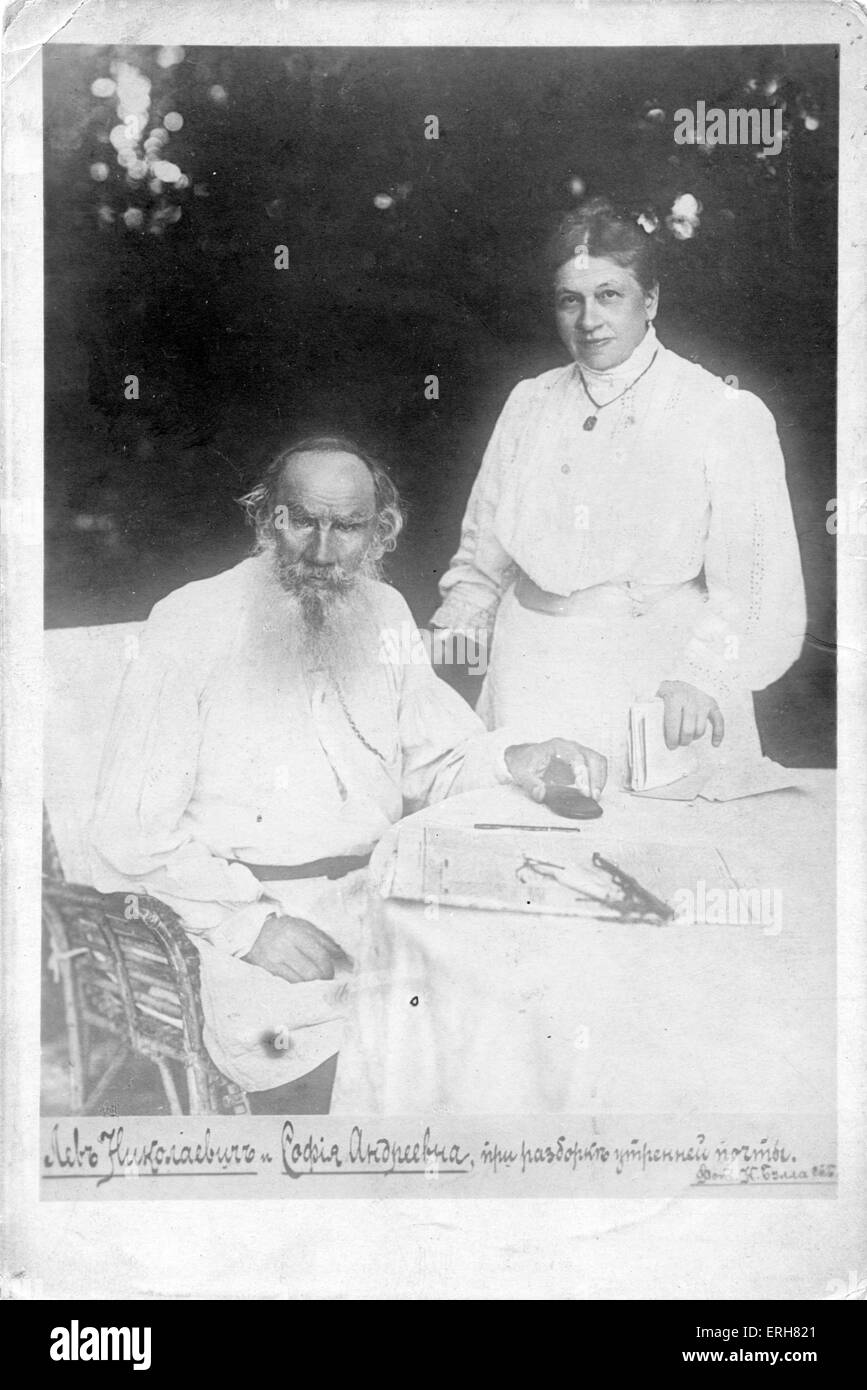 Leo Tolstoy and Countess Sophia, his wife (18441919), in front of