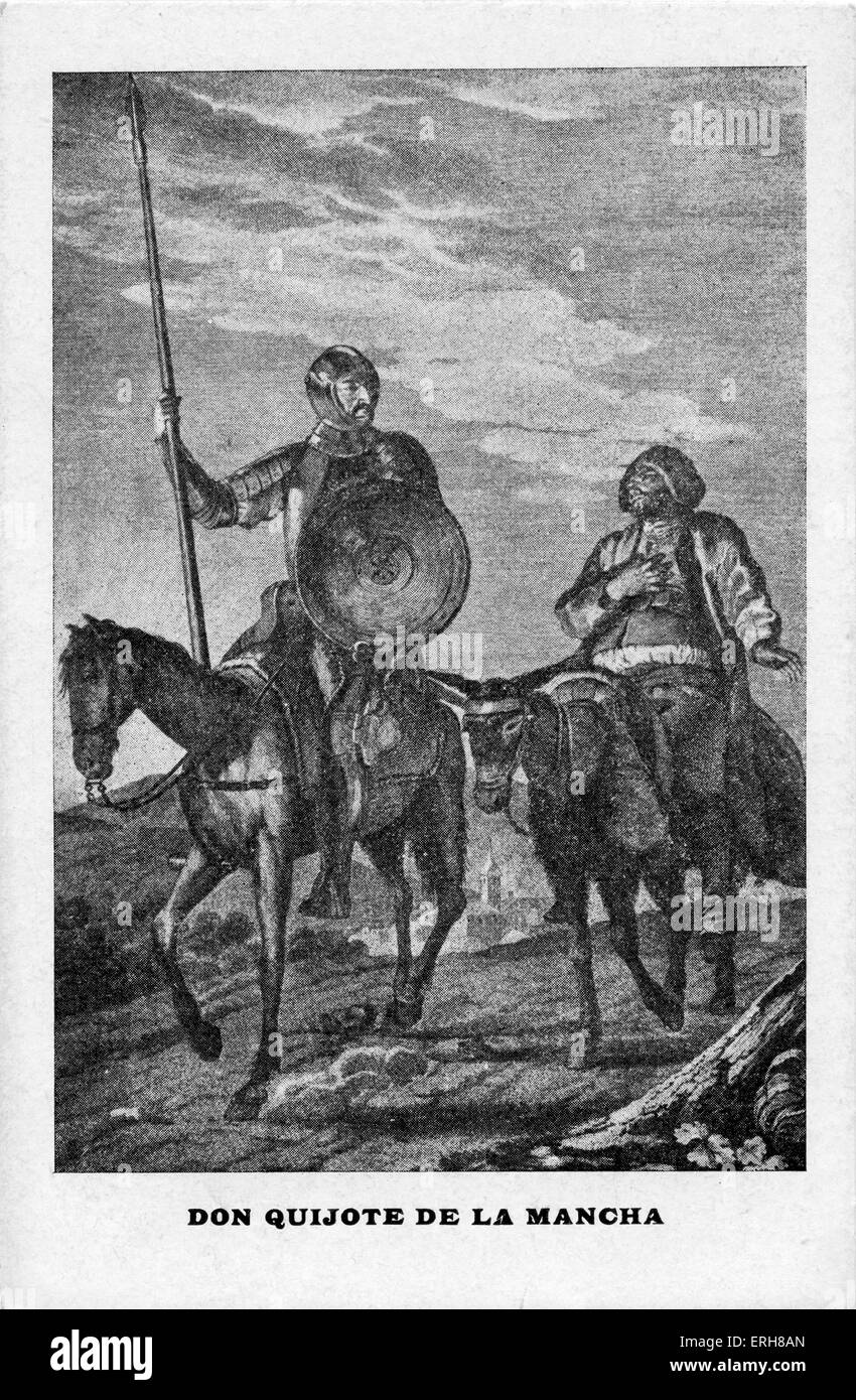 Don Quixote and Sancho Panza. Don Quixote by Miguel de Cervantes. Spanish novelist, poet, and
