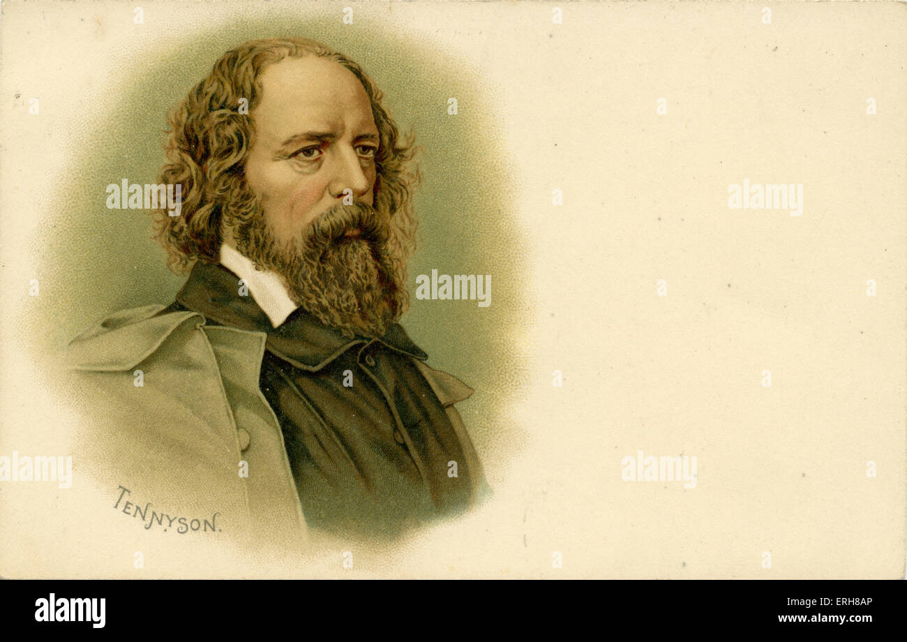 Lord Tennyson - portrait. Alfred Tennyson, 1st Baron Tennyson, English poet and UK 's Poet Laureate (1850 to death): 6 August Stock Photo
