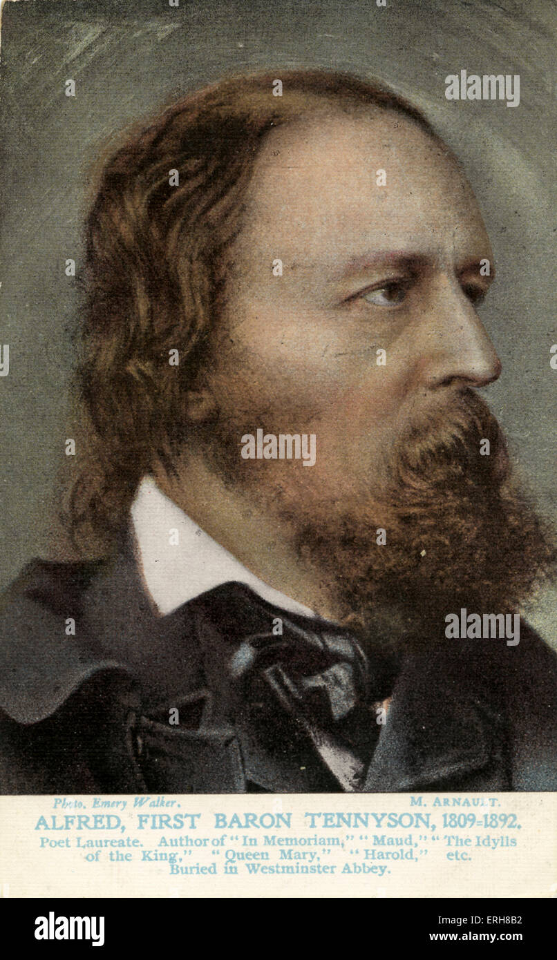 Lord Tennyson - portrait. Alfred Tennyson, 1st Baron Tennyson, English poet and UK 's Poet Laureate (1850 to death):  6 August Stock Photo