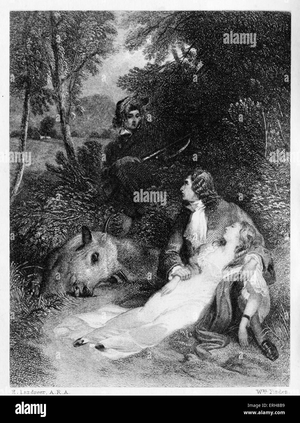 The Bride of Lammermoor, the 1819 novel by Sir Walter Scott. WS: Scottish writer 1771–1832. Caption reads:' Lucy lay senseless Stock Photo