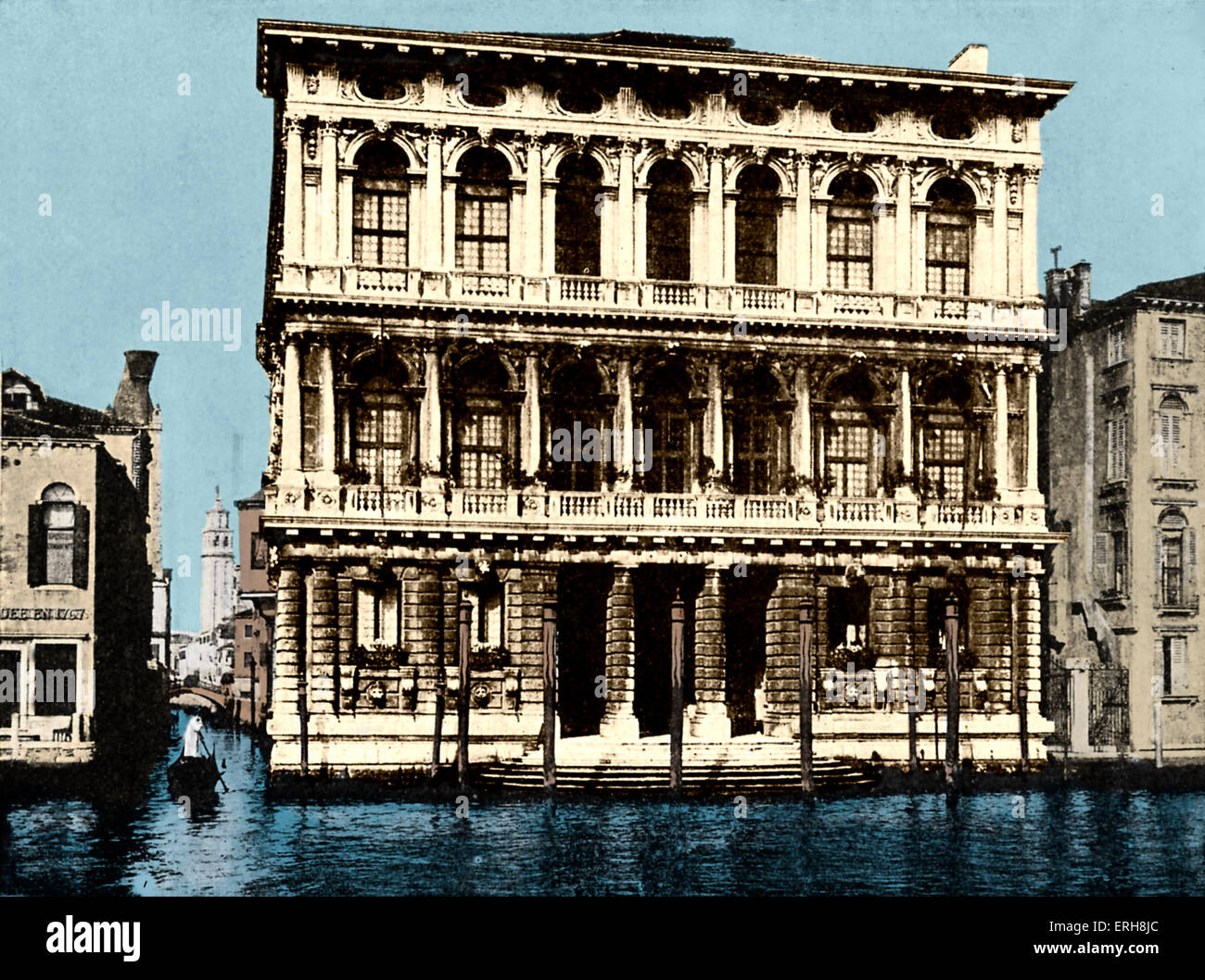 Palazzo Rezzonico- Venice. Robert Browning's place of death. He lived here with his son briefly from 1888–89. RB: English poet and playwright: 7 May 1812–12 December 1889. Stock Photo