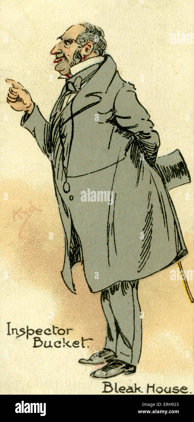 Bleak House by Charles Dickens. Illustration of police inspector Mr
