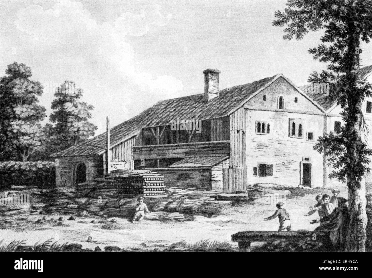Rousseau 's House in Moutiers Travers from engraving. Swiss born