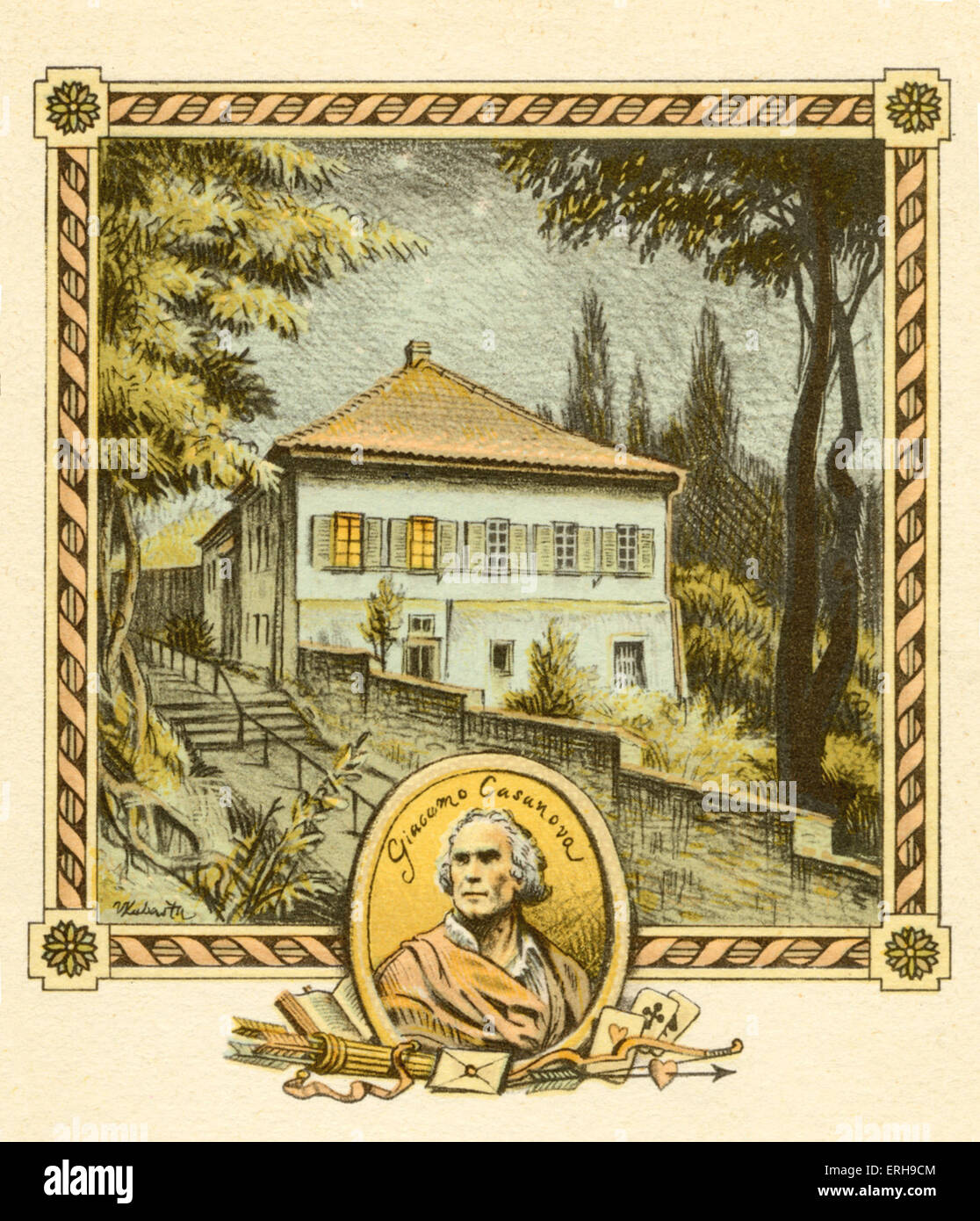Giacomo Casanova (1725-1798) Italian adventurer and writer.  friend of DA PONTE (MOZART's librettist).    Bertramka  in Smichov Stock Photo