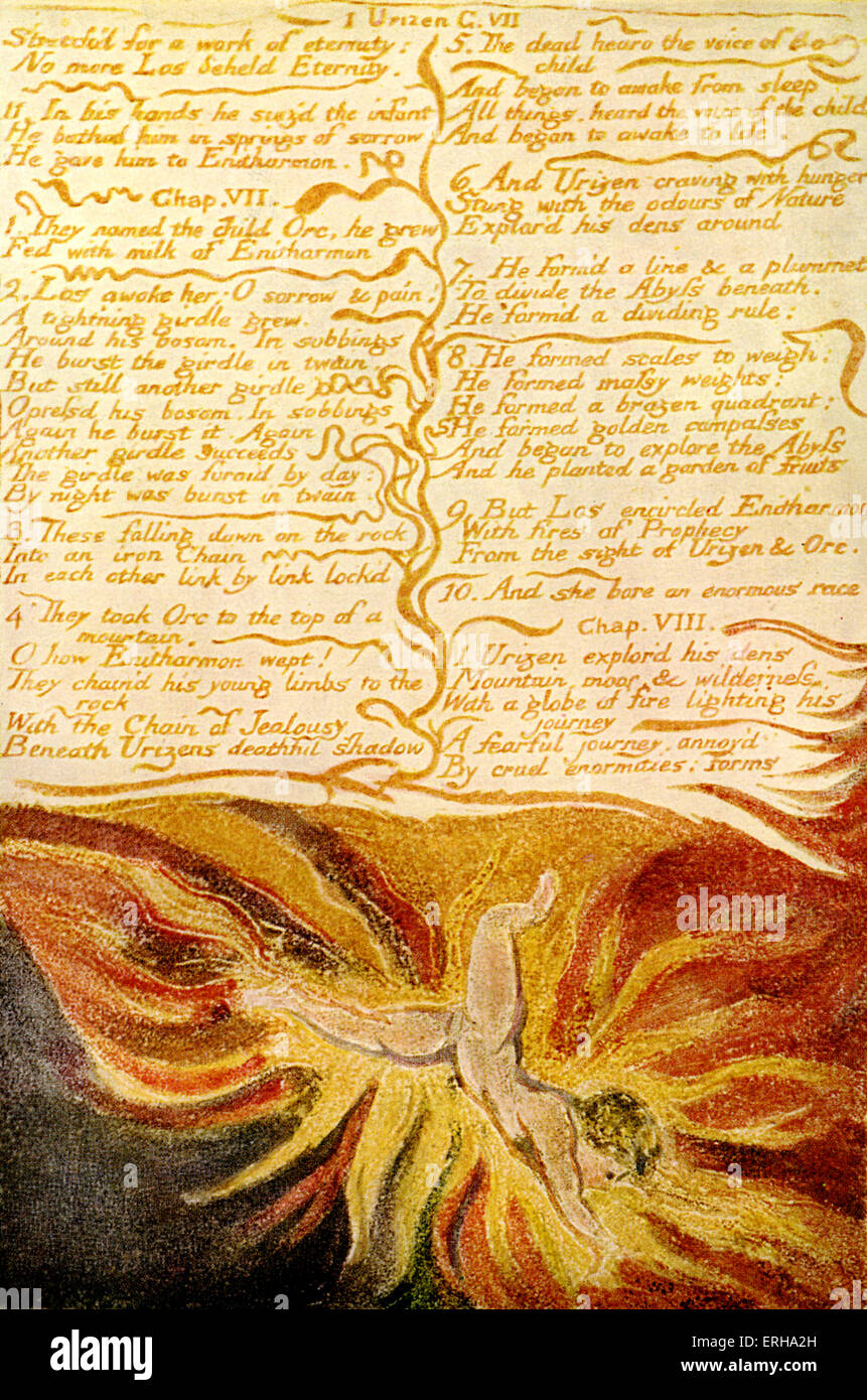 The Birth of Orc, from 'The Book of Urizen' by William Blake, 1794. English poet, painter and printmaker: 28 November 1757 — 12 Stock Photo