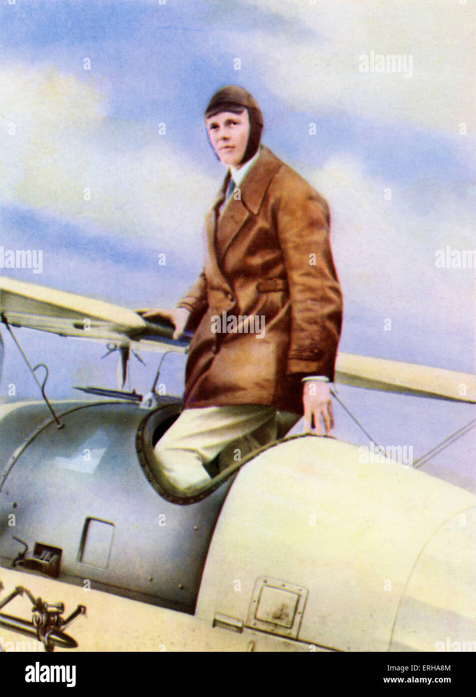 Colonel Charles Lindbergh (1902-1974). In 1927 Lindbergh made a non-stop flight from New York to Paris in his plane, the Spirit Stock Photo