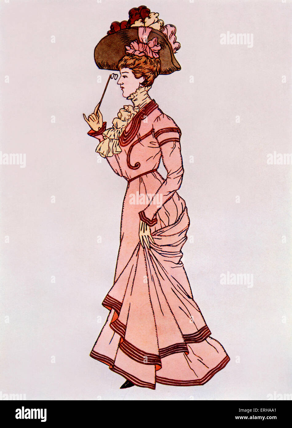 Lady wearing a 'walking costume', c.1900. Skirts in this era were made to trail upon the ground, and sometimes known as 'fancy Stock Photo