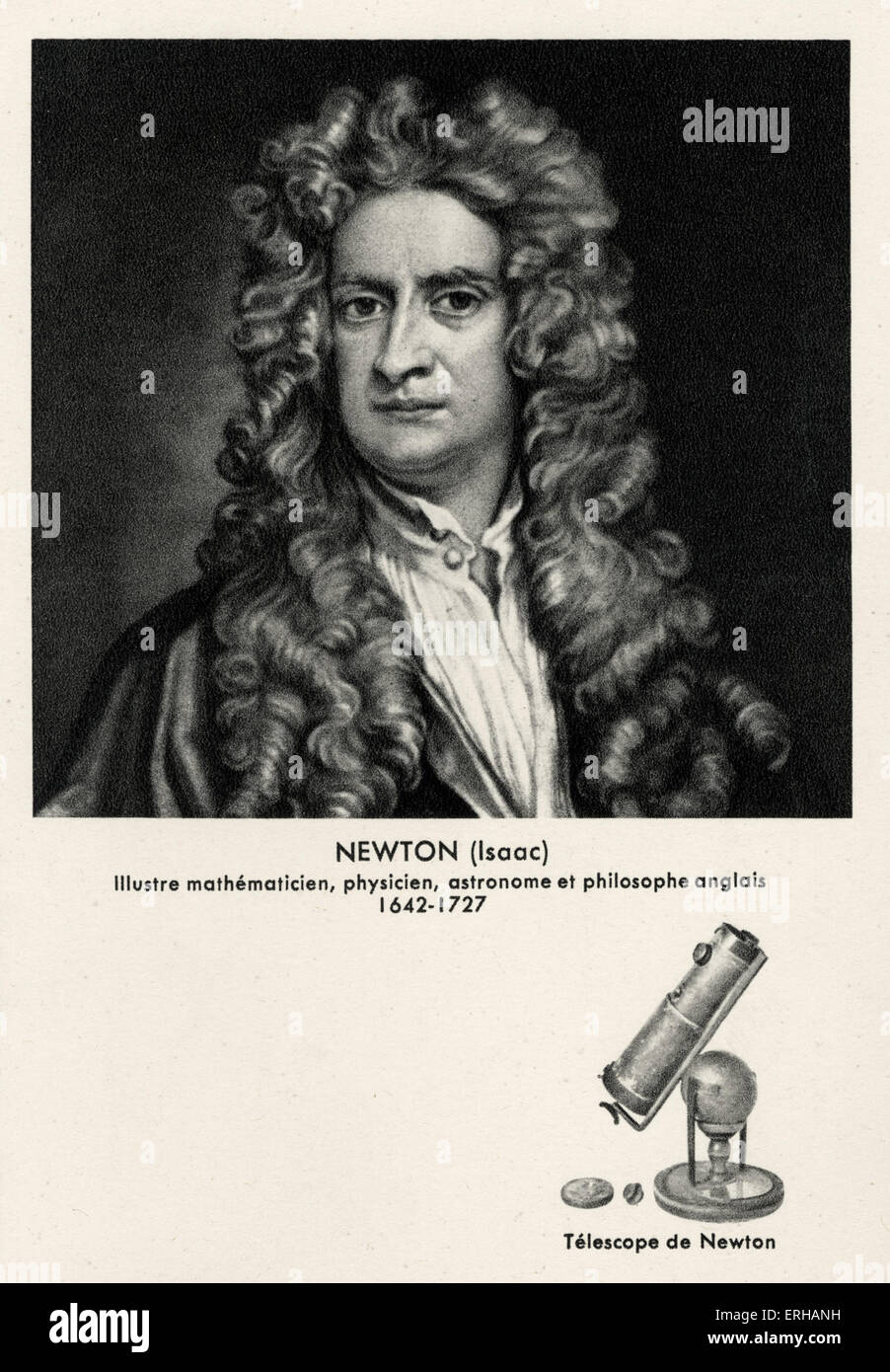 Isaac Newton, portrait. English mathematician, physicist, astronomer and philosopher, 25 December 1642 - 20 March 1727 - Newton Stock Photo