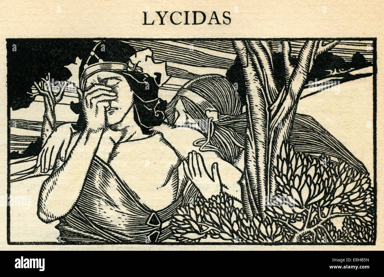 Lycidas by John Milton (1608-1674).Lycidas is a pastoral elegy published with Milton's 1638 Poems, dedicated to the memory of Stock Photo