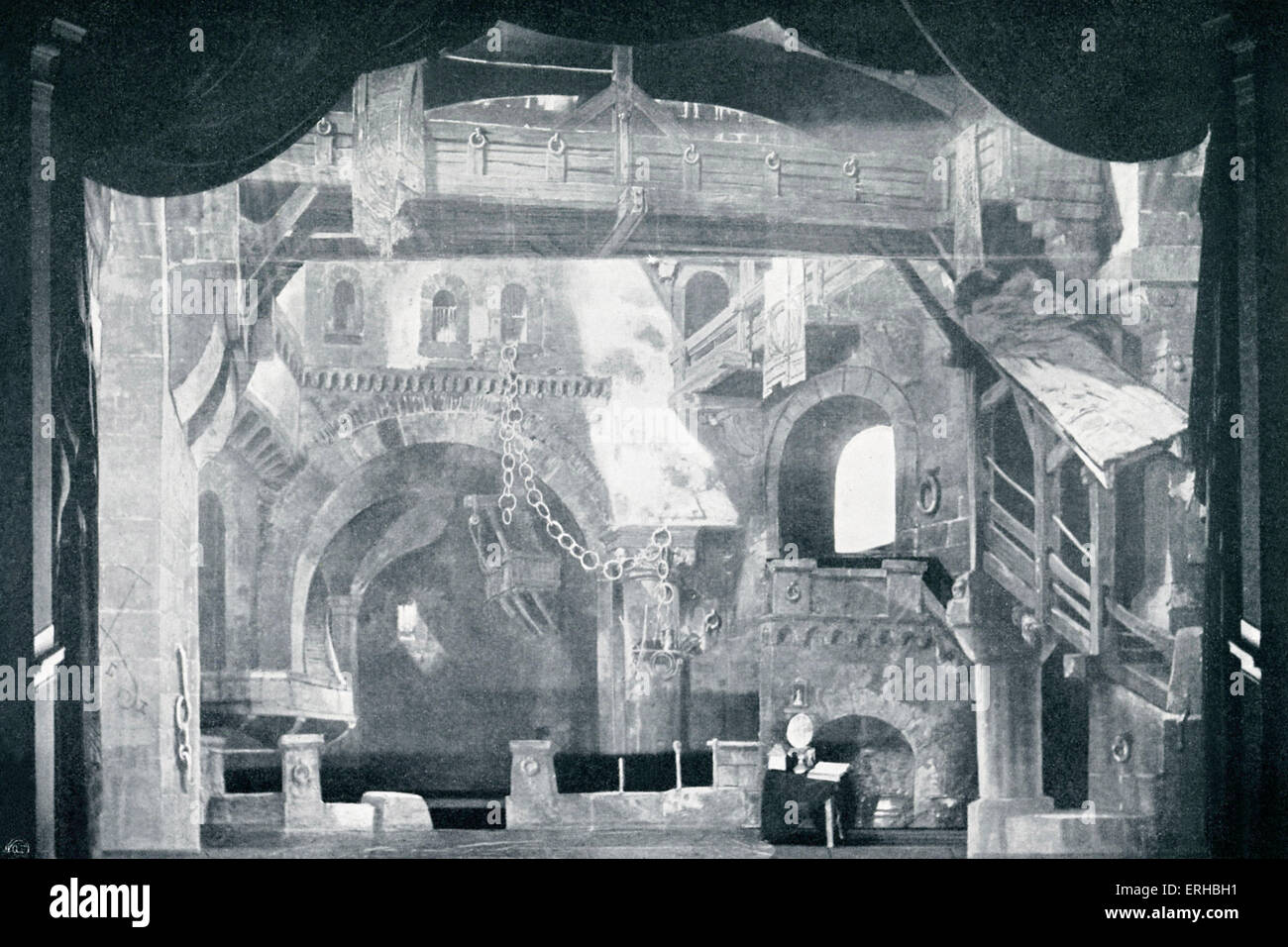 Klingsor's Tower from Wagner's (1813-1883) Parsifal. From the Bayreuth set designs, 1882. Stock Photo