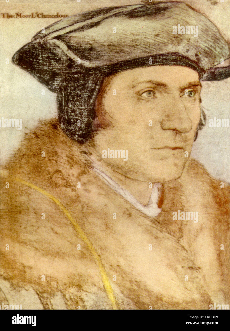 Sir Thomas More - from drawing by Holbein.   Lord Chancellor under Henry VIII and author,  c 1478-1535. Stock Photo