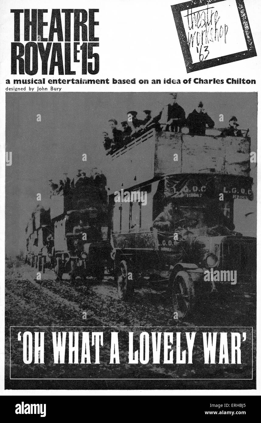 'Oh What a Lovely War'  programme cover. Production opened at Theatre Royal, Stratford East, 19 March 1963.' Musical written by Stock Photo