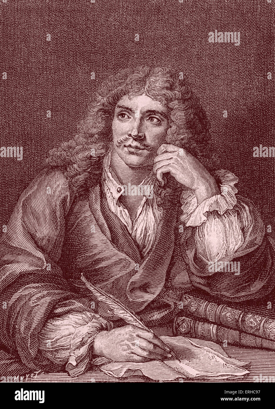Molière, real name Jean-Baptiste Poquelin, French playwright and actor 1622-1673. After engraving by Lepicie, After painting by Stock Photo