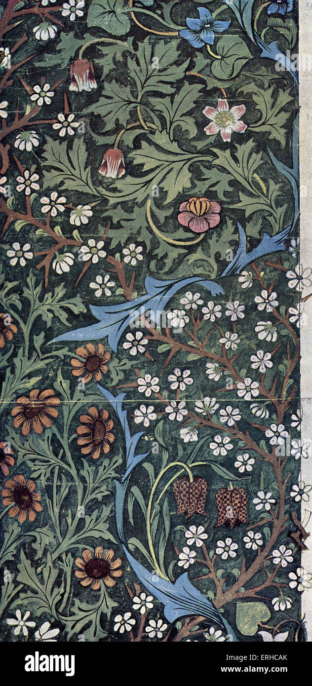 Design for 'Blackthorn' wallpaper by John Henry Dearle for Morris & Co, Ltd (1892).  Furnishings and decorative arts Stock Photo