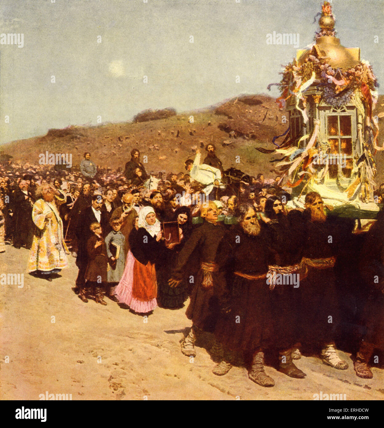 'Procession in the Kursk Gubernia', 1880-85. Painting by Ilya Yefimovich Repin.(Russian artist 1844-1930)Religious procession. Stock Photo