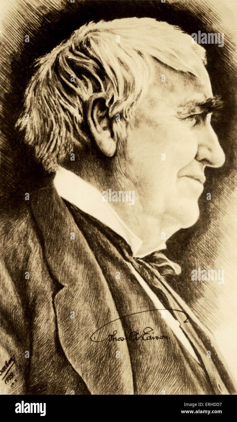 Thomas Alva Edison - engraving from 1929 - American inventor, engineer and manufacturer - 11 February 1847 - 18 October 1931 Stock Photo
