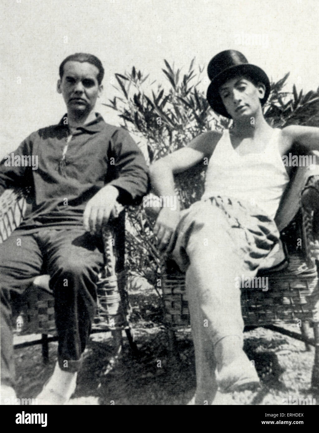 Federico García Lorca (left) and Salvador Dali - in Cadaqués, Spain. Photo by Enrique Beck. FGL, Spanish write & playwright: 5 Stock Photo