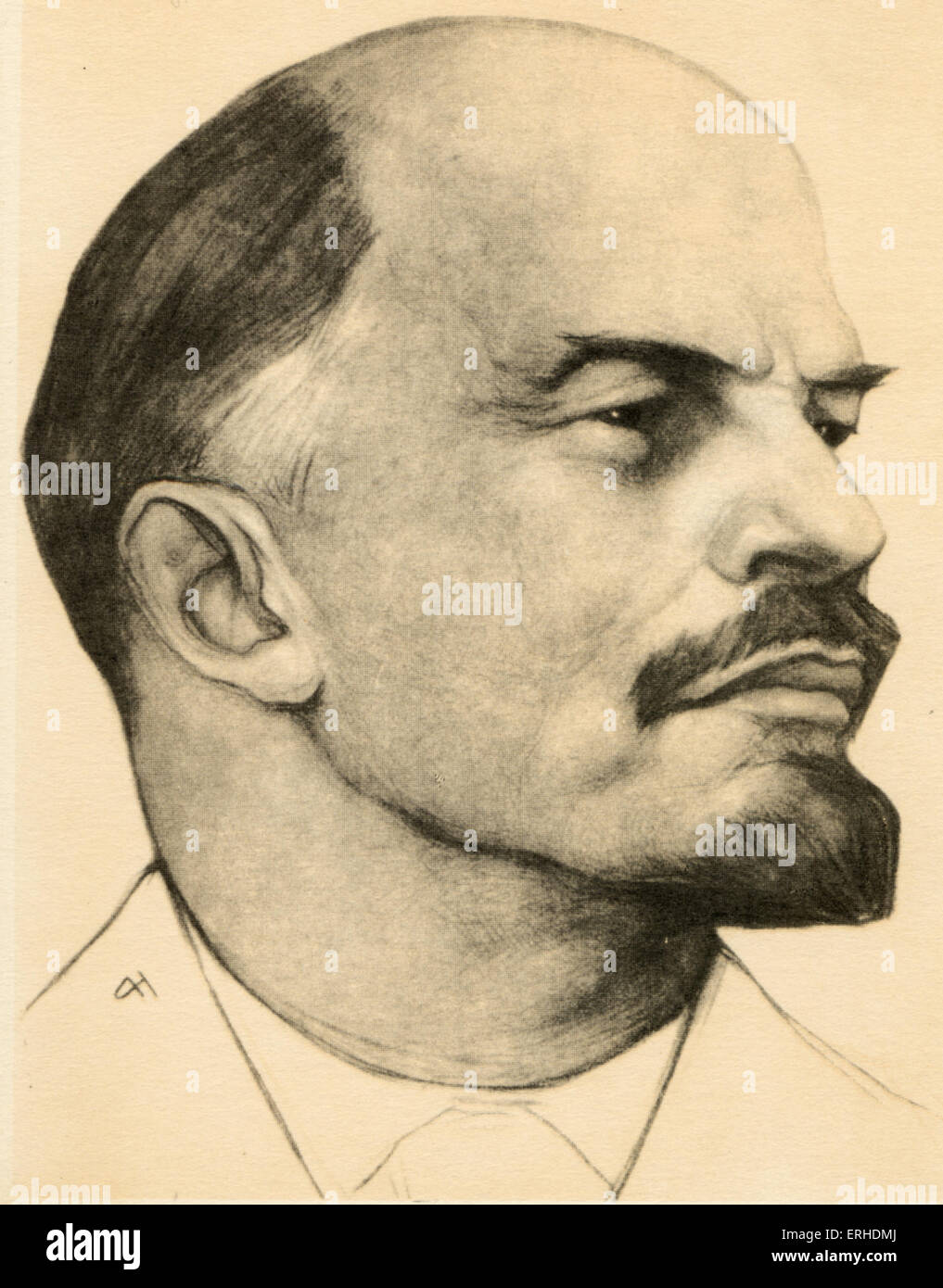 Vladimir Ilich Lenin - portrait. October Revolution, Communism, Marxism, Soviet Union.  Chairman of the Council of People's Stock Photo