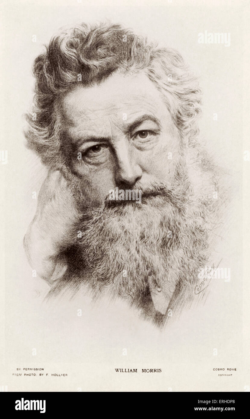 William Morris - portrait of the English designer and craftsman 1834-1896. Photo by F. Hollyer. Stock Photo