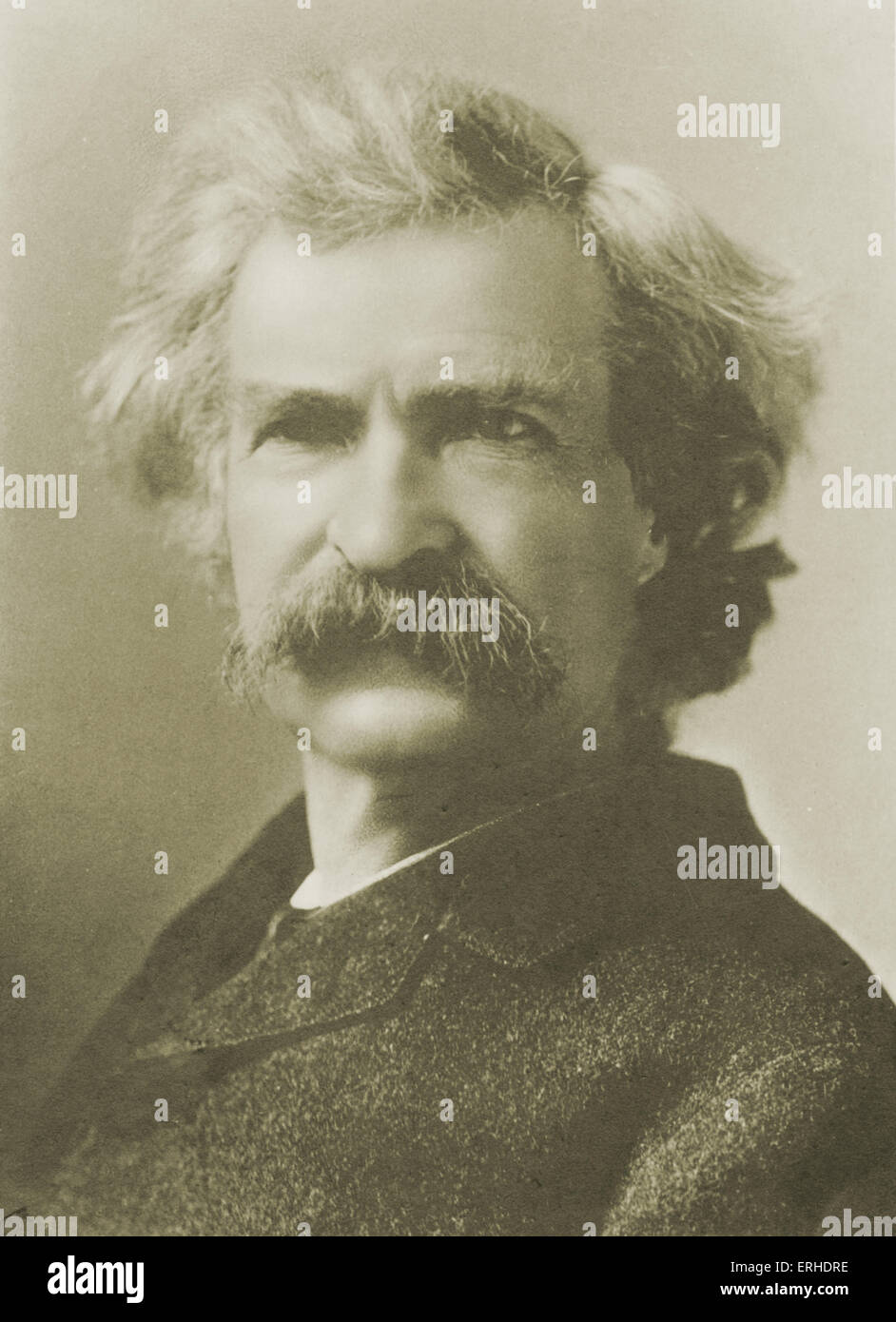 Mark Twain - portrait.  American writer, satirist and novelist. 1835 - 1910 Stock Photo