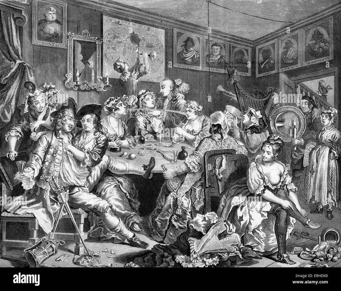 The Rake's Progress White's Coffehouse London (1735) engraving by