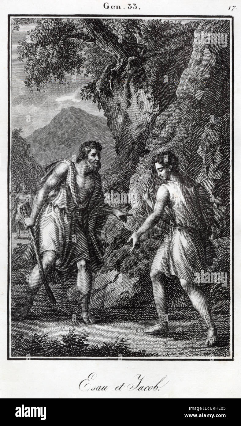 Bible, Jacob  meets Esau Genesis Stock Photo