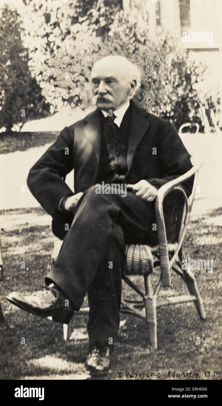 Thomas Hardy, portrait outdoors.  English poet and novelist, 1840-1928. Photograph by Bernard Griffin, Dorchester. Stock Photo