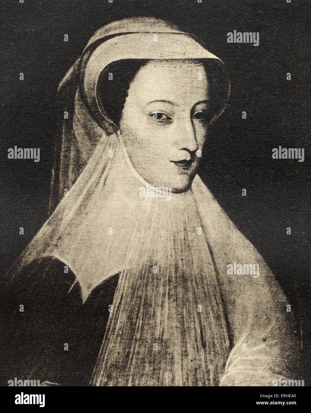 Mary Stewart Queen of Scots. Portrait engraving. Writer of French ...