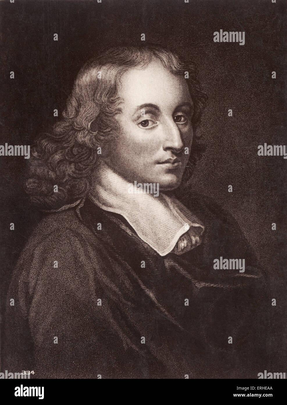 Blaise Pascal - French mathematician, physicist and philosopher 1623-1662.  Engraved portrait. Stock Photo