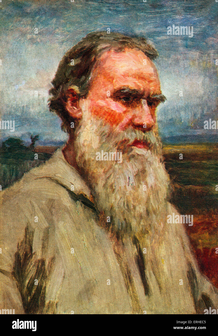 Leo Tolstoy - portrait of the Russian writer, aesthetic philosopher, moralist and mystic 1828-1910 Stock Photo