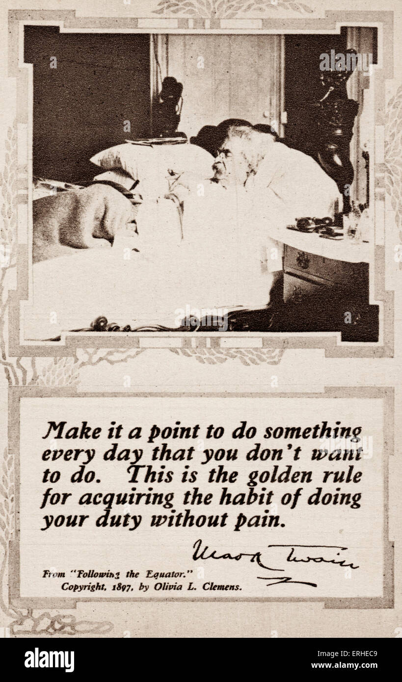 Mark Twain - on his deathbed.  American writer, satirist and novelist. 1835 - 1910 Stock Photo