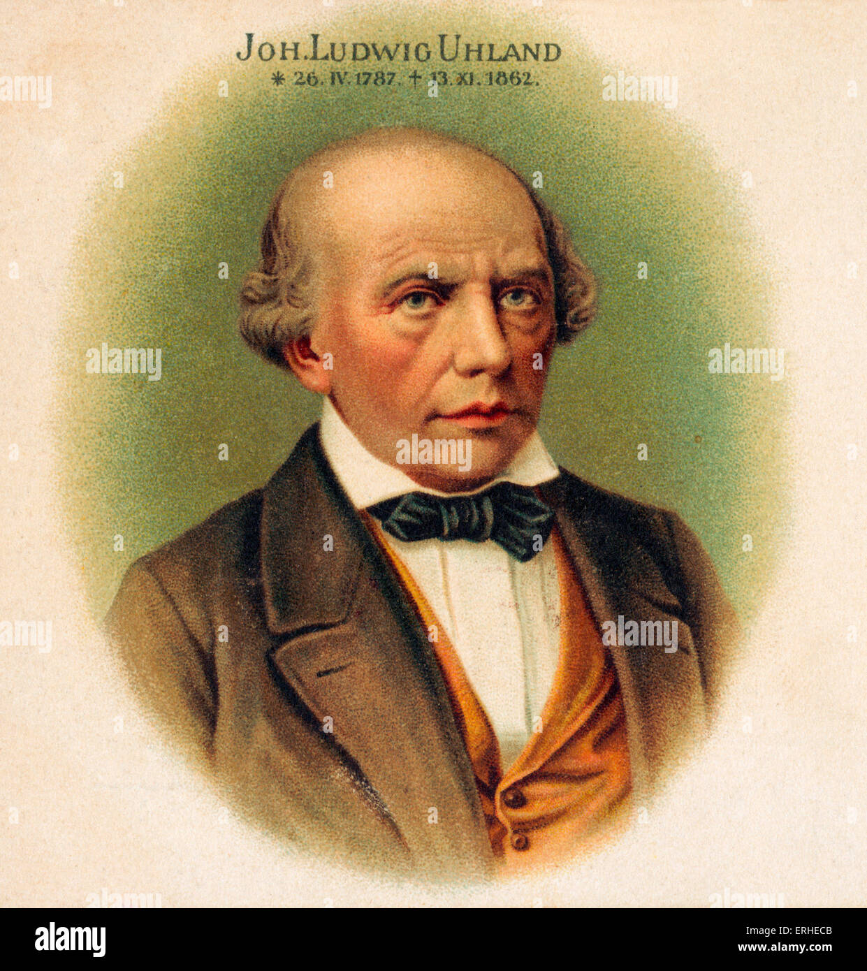 Johann Ludwig Uhland - German lyric poet and leader of the Swabian school 1787-1862 Stock Photo