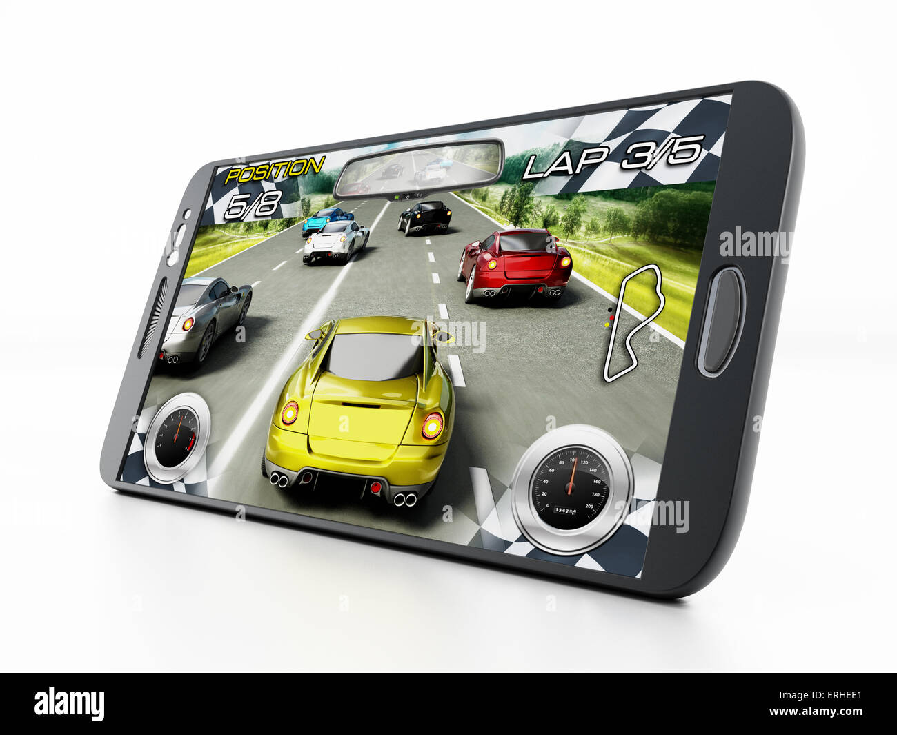 Smartphone racing game Stock Photo - Alamy